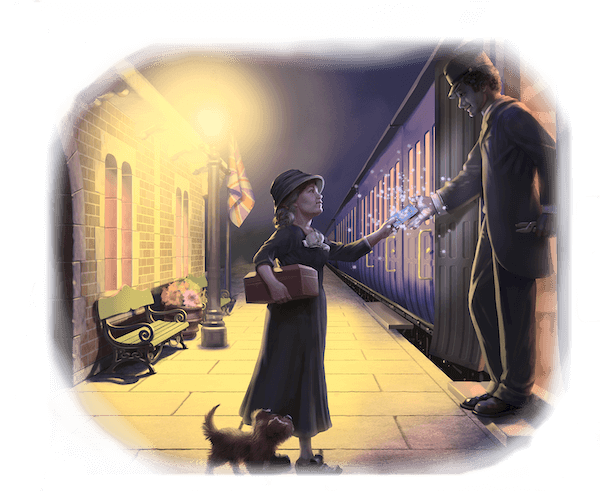 boarding the train illustration